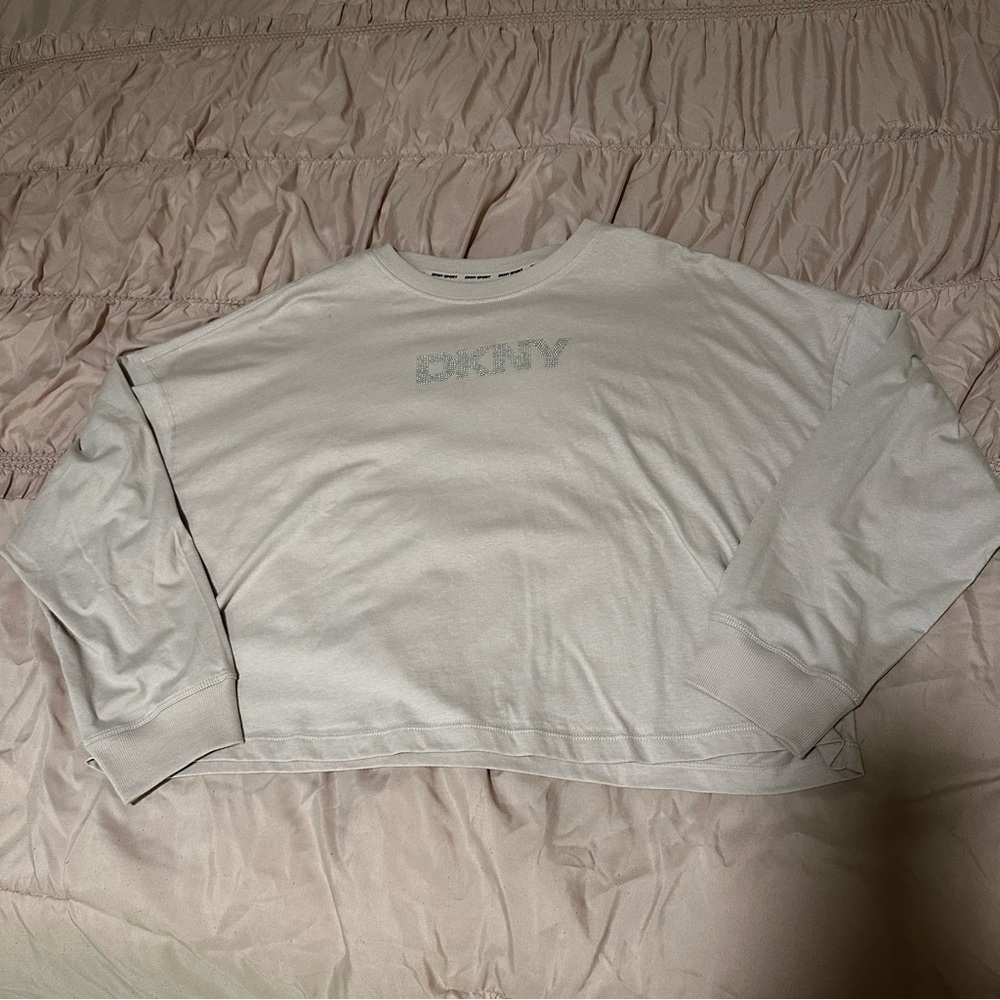 DKNY Lavender Cropped Long Sleeve Top - Picture 3 of 7